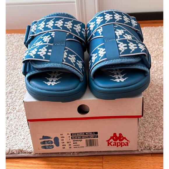 Kappa 222 Banda Mitel 1, Slide Sandals Blue Sky-White-Grey-Lt Unisex 8 - Picture 8 of 8